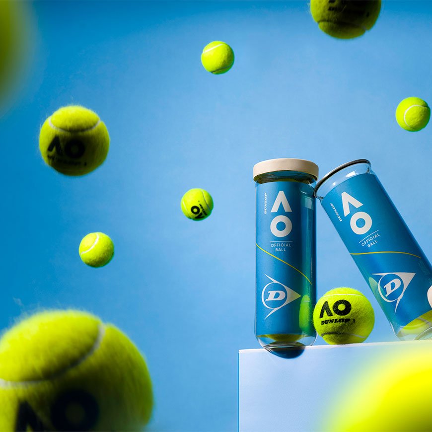 DUNLOP Australian Open (4 In 1 Tube) Tennis Balls – Official AO Match Ball - Gem Sports