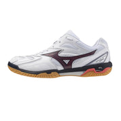 MIZUNO WAVE FANG PRO UNISEX Badminton Shoes - White/Baritone Blue/Calypso Coral - Gem Sports