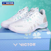 VICTOR x HYQ P8500NitroLite - HYQ Women's Badminton Shoes - White/Quiet Tide - Gem Sports