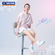 VICTOR x HYQ P8500NitroLite - HYQ Women's Badminton Shoes - White/Quiet Tide - Gem Sports
