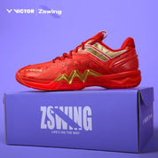 VICTOR x ZSW P8500NitroLite - ZSW Men's Badminton Shoes - DX (High Risk Red/Light Gold) - Gem Sports