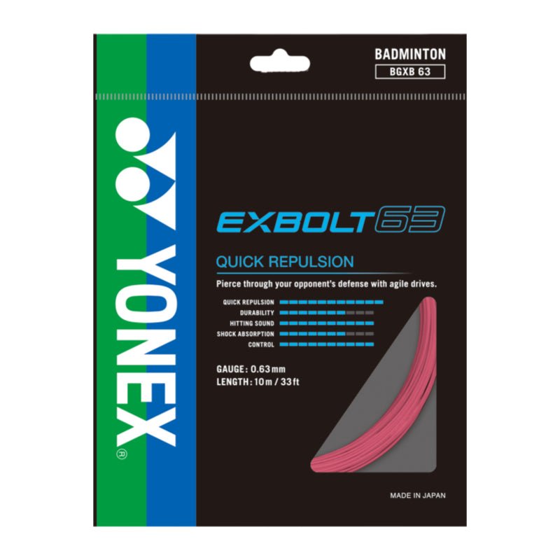 YONEX EXBOLT 63 Badminton String Set (10m) - Light Pink - Gem Sports