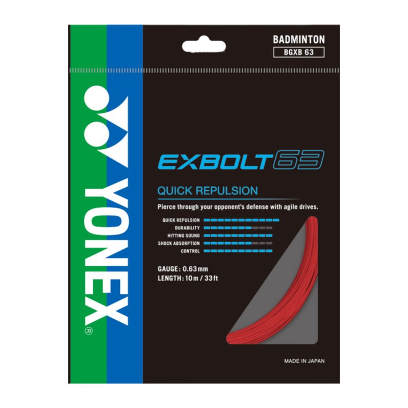 YONEX EXBOLT 63 Badminton String Set (10m) - Ruby Red - Gem Sports