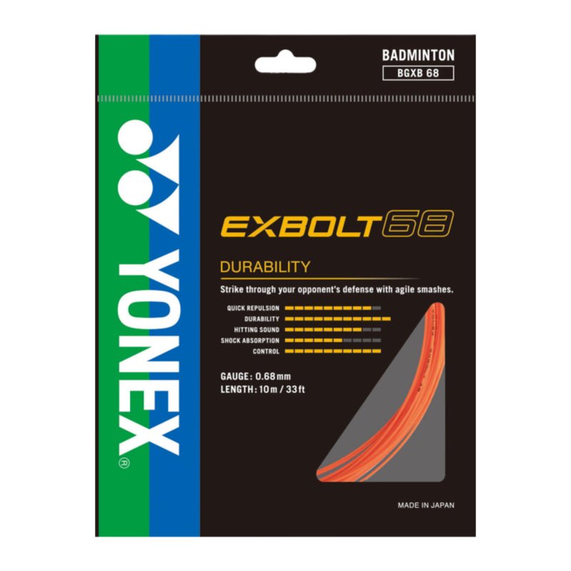 YONEX EXBOLT 68 Badminton String Set (10m) - Flash Orange - Gem Sports