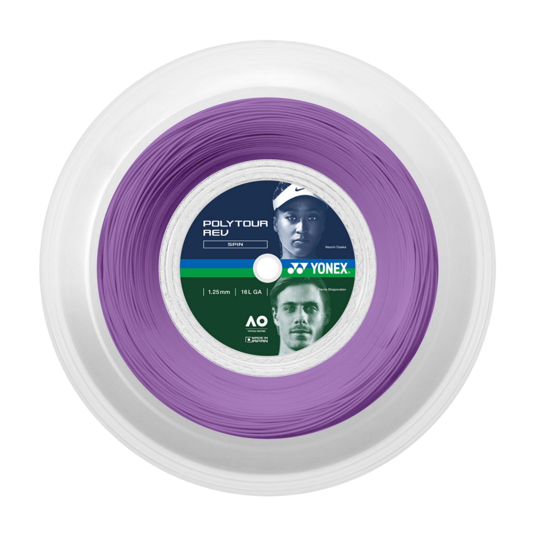 YONEX Poly Tour Rev 16L (1.25mm) Tennis String 200m Reel - Purple - Gem Sports