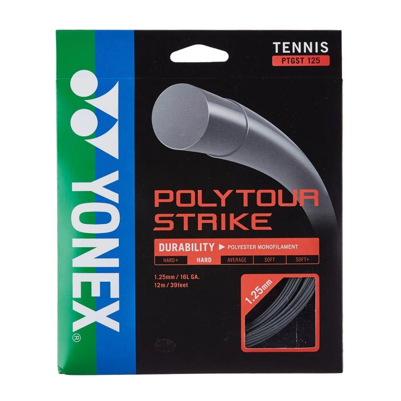YONEX Poly Tour Strike 16L (1.25mm) Tennis String 12m Set - Iron Grey - Gem Sports