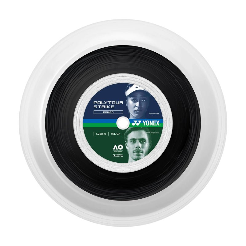 YONEX Poly Tour Strike 16L (1.25mm) Tennis String 200m Reel - Cool Black - Gem Sports