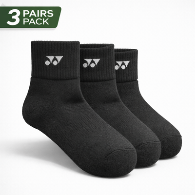 YONEX Uni Sport Quarter Socks (3 Pairs) 19254EX - Black