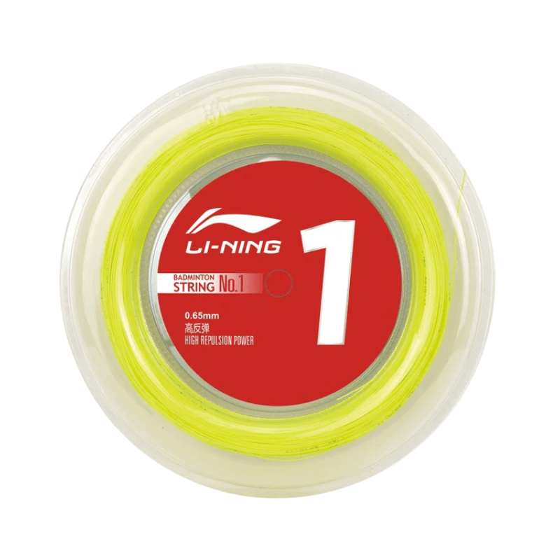 LI-NING NO.1 Badminton String 0.65mm (High Repulsion Power) 200m Reel Yellow - Gem Sports