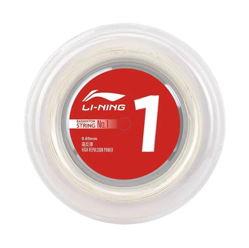 LI-NING NO.1 Badminton String 0.65mm (High Repulsion Power) 200m Reel White - Gem Sports