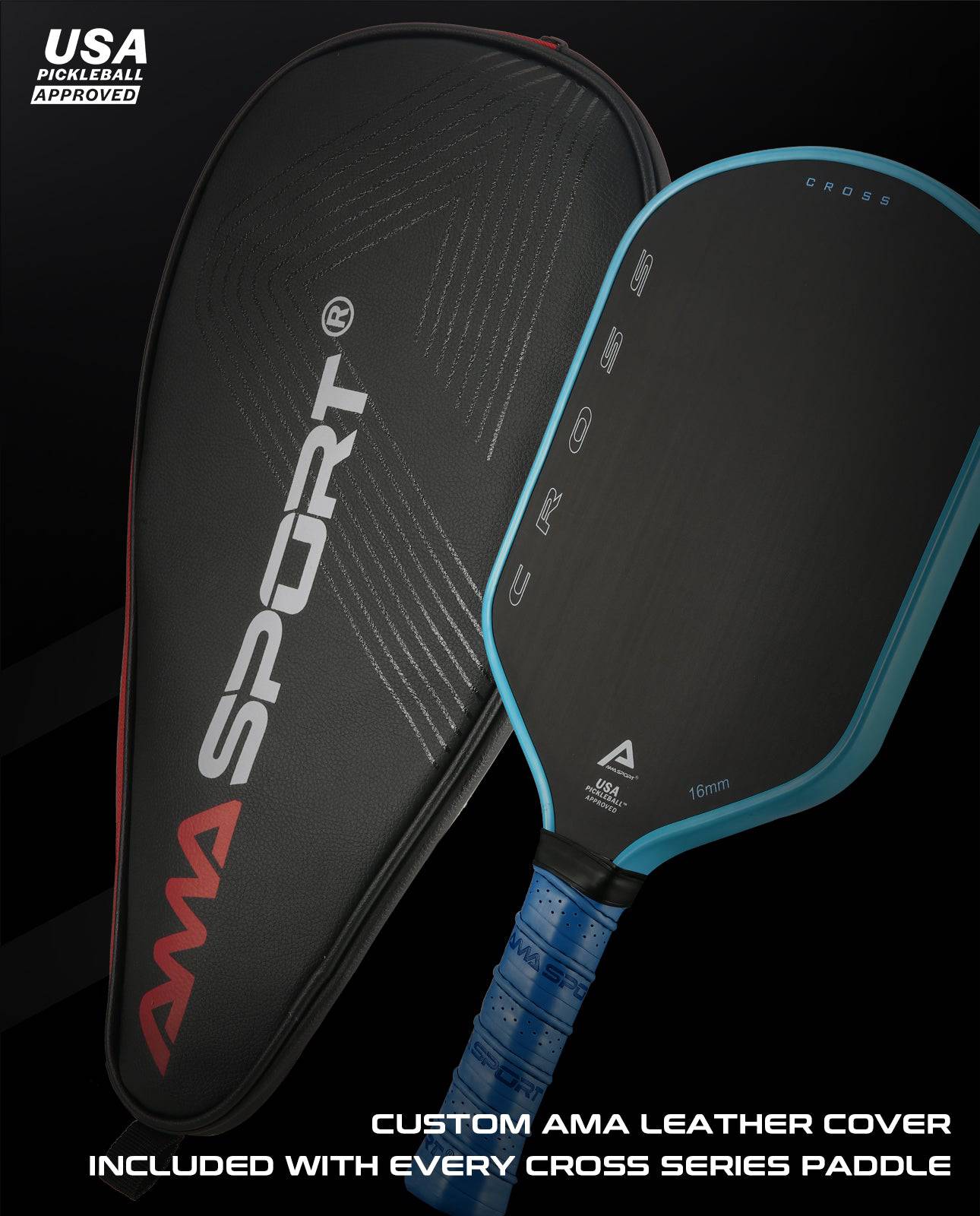 AMA SPORT Cross Pickleball Paddle Blue (USAPA Approved) - Gem Sports