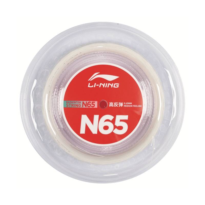 LI-NING N65 Badminton String 0.65mm (High Repulsion) 200m Reel White - Gem Sports