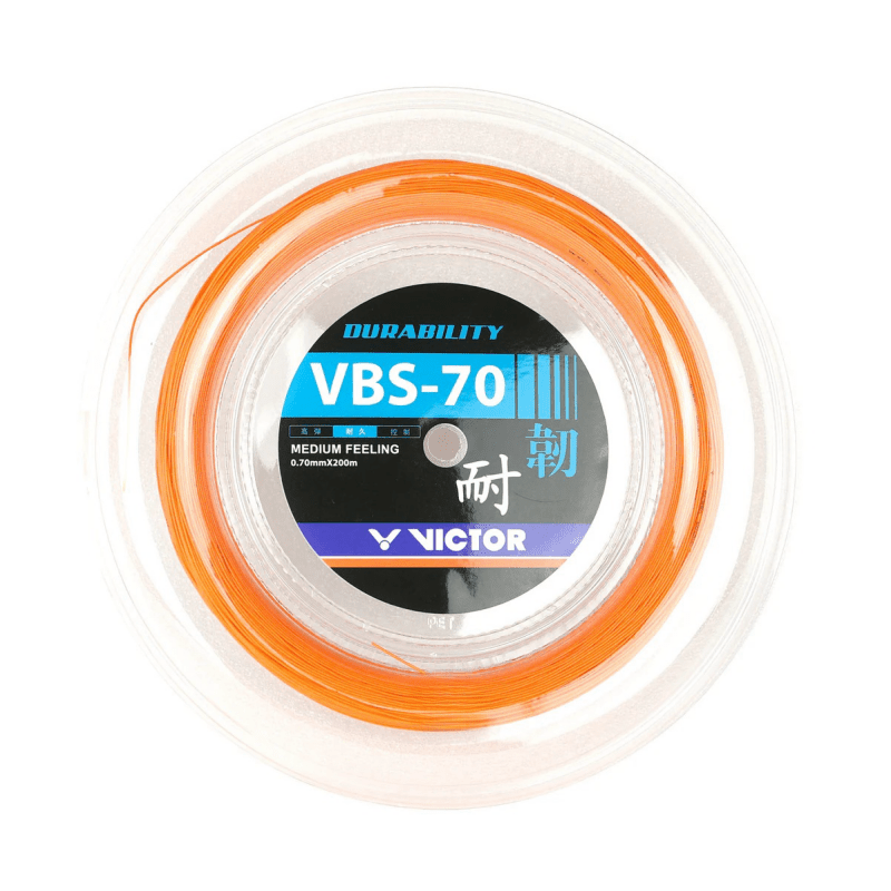 VICTOR VBS-70 0.70mm (Durability) Badminton String 200m Reel Orange - Gem Sports