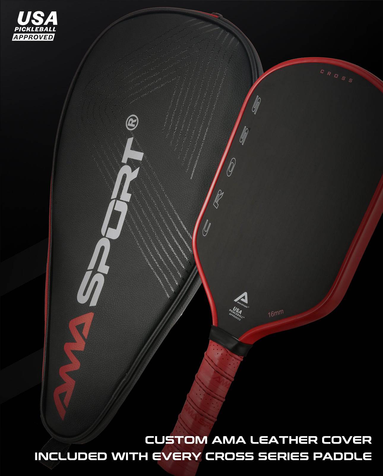 AMA SPORT Cross Pickleball Paddle Red (USAPA Approved) - Gem Sports