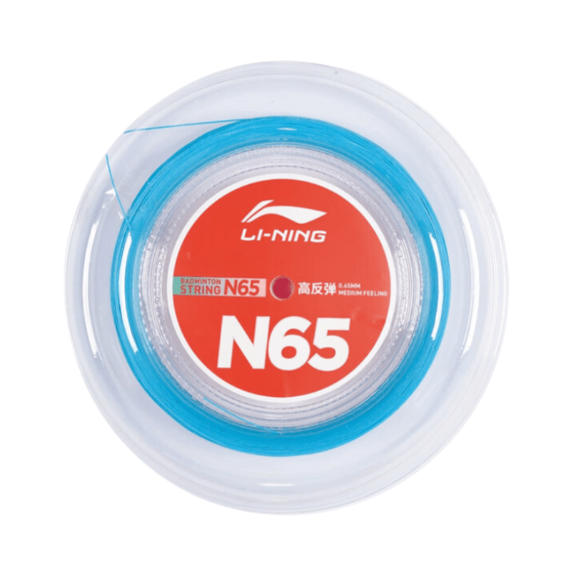 LI-NING N65 Badminton String 0.65mm (High Repulsion) 200m Reel Blue - Gem Sports