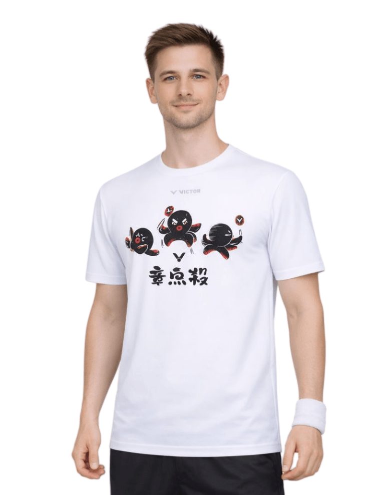 (Clearance) VICTOR 2025 TRAINING Series Unisex T-Shirt (Octopus Smash) T - 50029 A (White) - Gem Sports