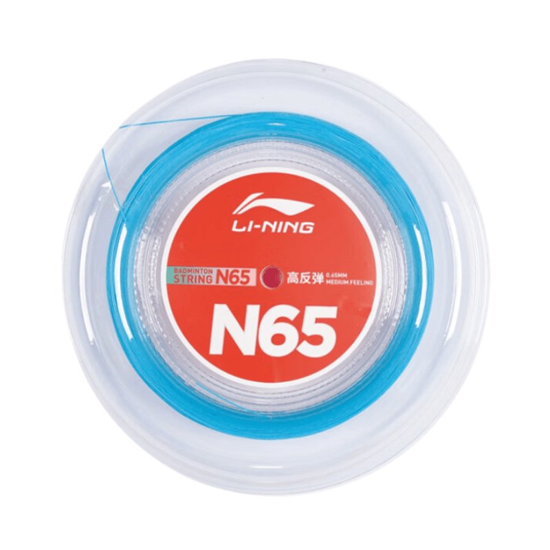 LI - NING N65 Badminton String 0.65mm (High Repulsion) 200m Reel Blue - Gem Sports