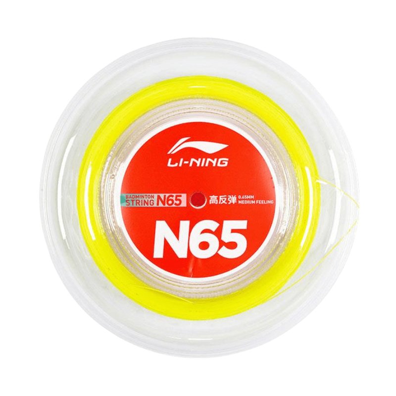 LI - NING N65 Badminton String 0.65mm (High Repulsion) 200m Reel Yellow - Gem Sports