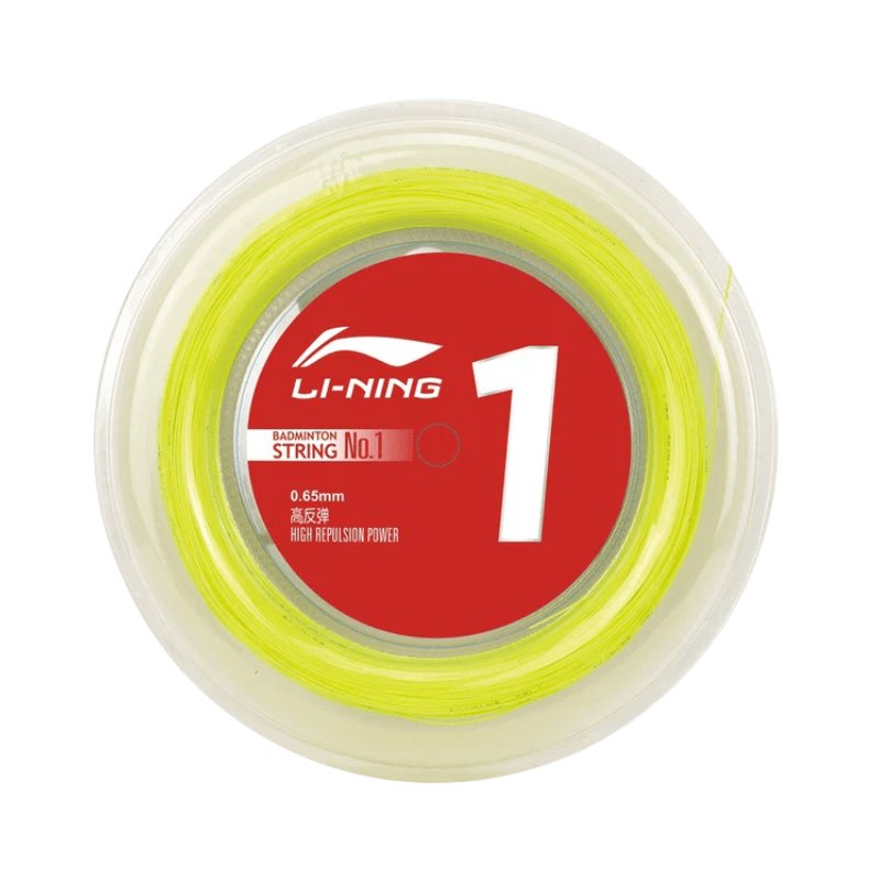 LI - NING NO.1 Badminton String 0.65mm (High Repulsion Power) 200m Reel Yellow - Gem Sports