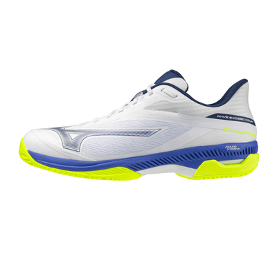 MIZUNO WAVE EXCEED COURT AC MEN'S Tennis Shoes - White/Dazzling Blue/Lightning Yellow - Gem Sports
