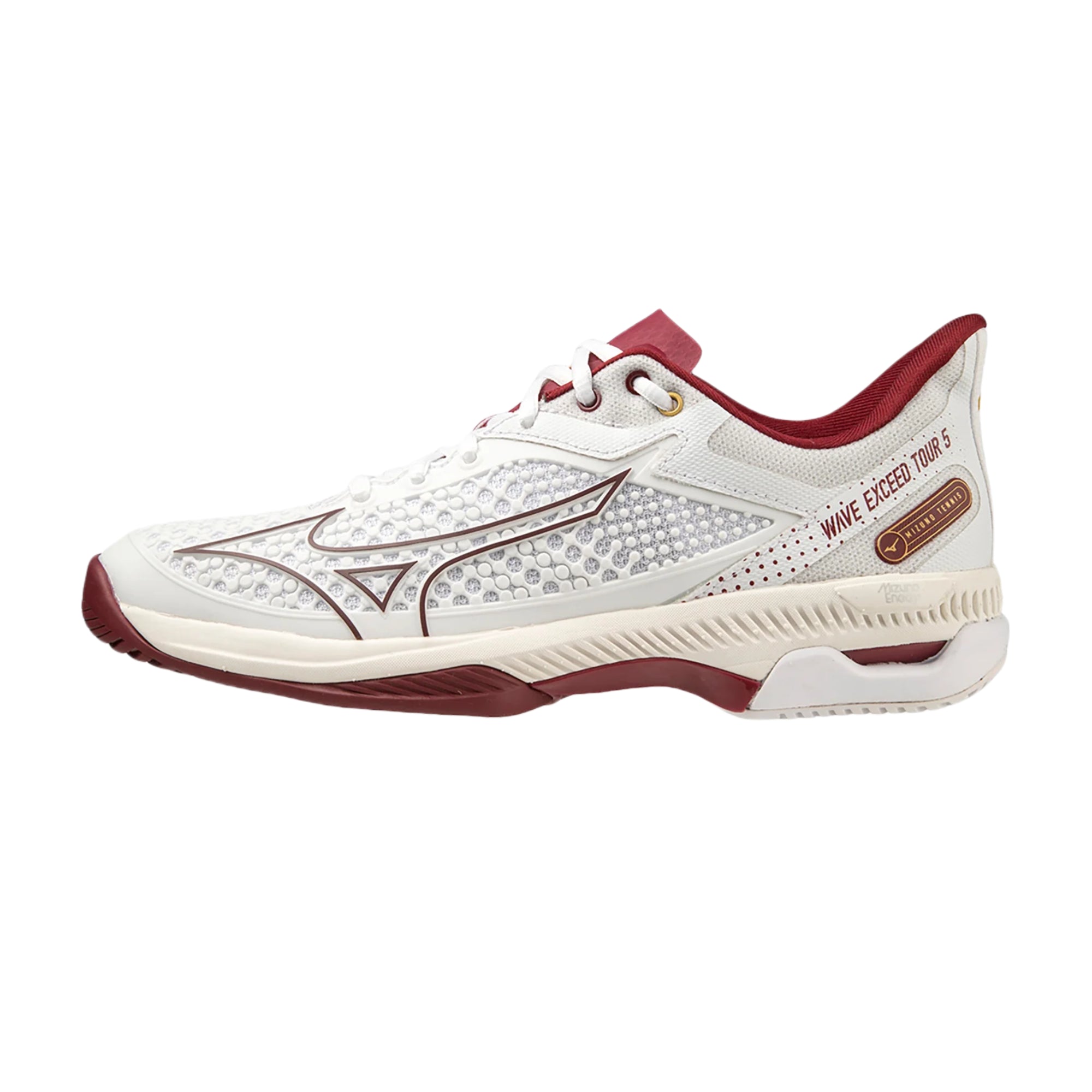 MIZUNO WAVE EXCEED TOUR 5 AC WOMEN'S Tennis Shoes White/Cabernet/Papyrus - Gem Sports