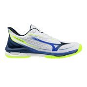 MIZUNO WAVE EXCEED TOUR 7 AC MEN'S Tennis Shoes - White/Dazzling Blue/Lightning Yellow - Gem Sports