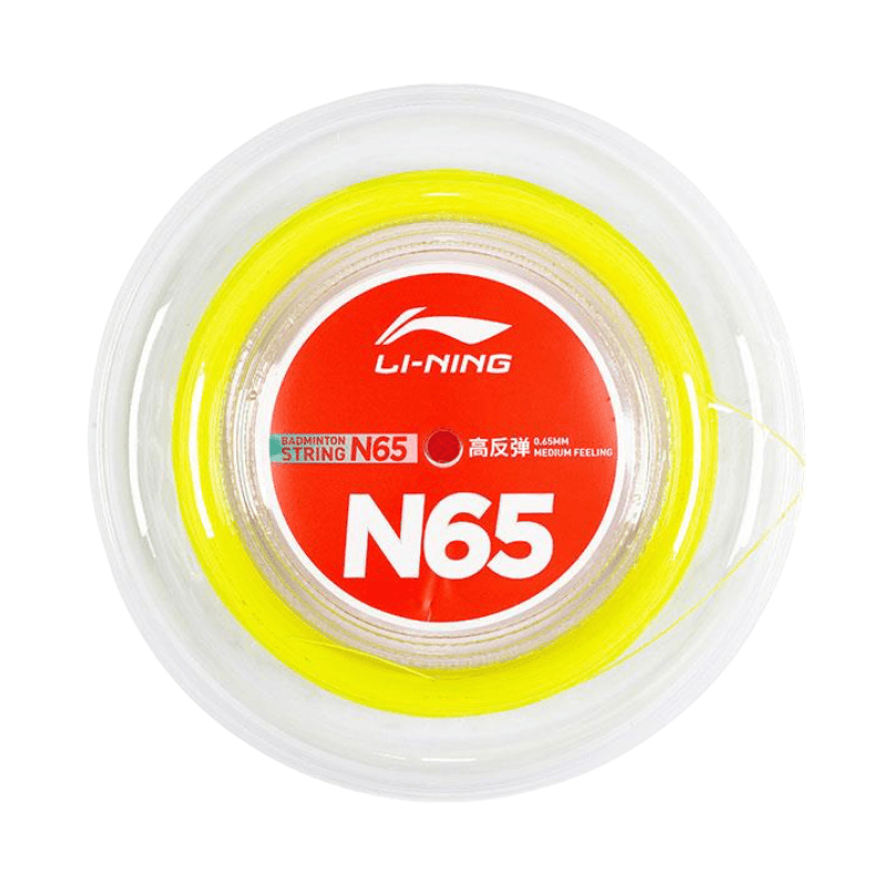 LI-NING N65 Badminton String 0.65mm (High Repulsion) 200m Reel Yellow - Gem Sports