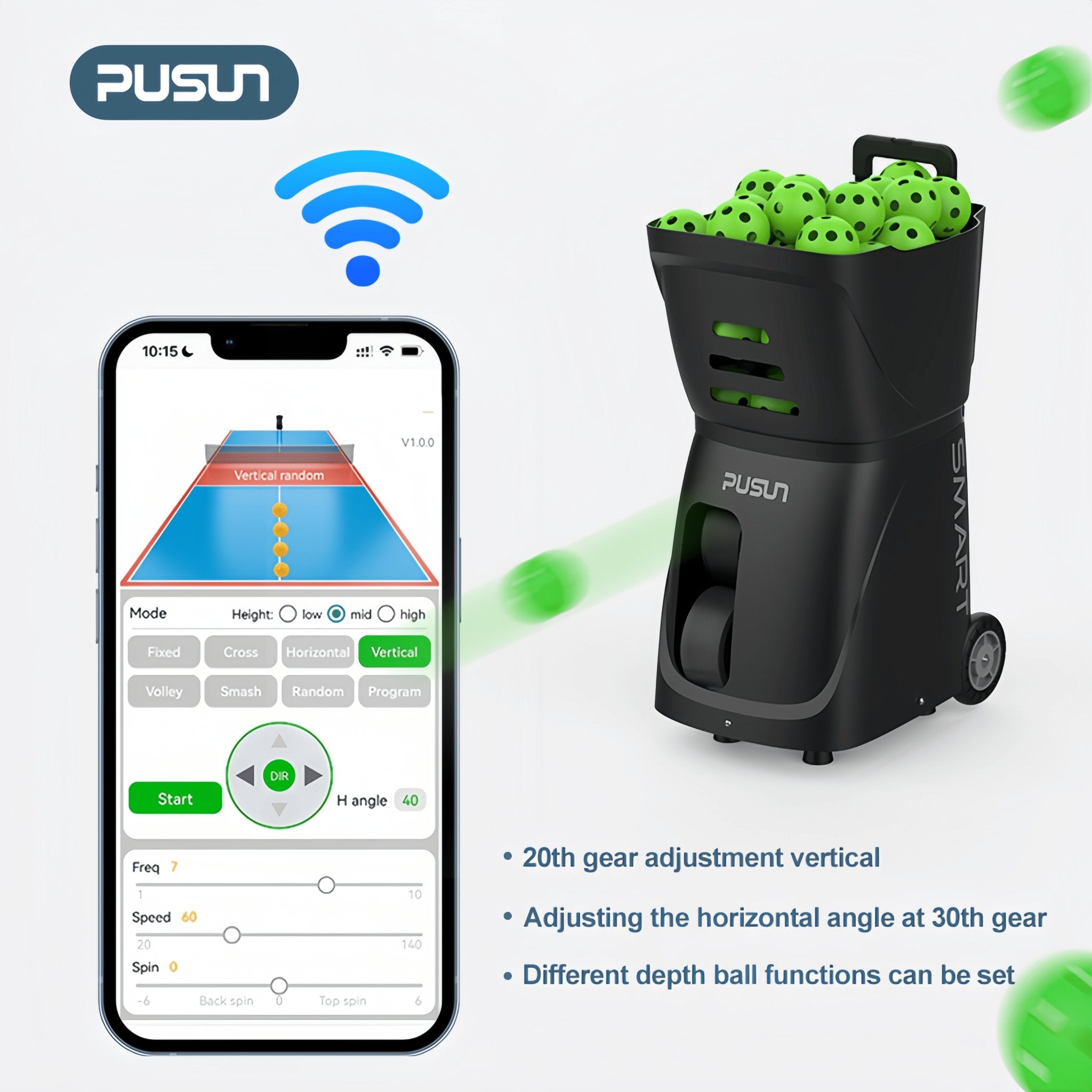 PUSUN PP-Smart Pickleball Machine (PREORDER) | Gem Sports