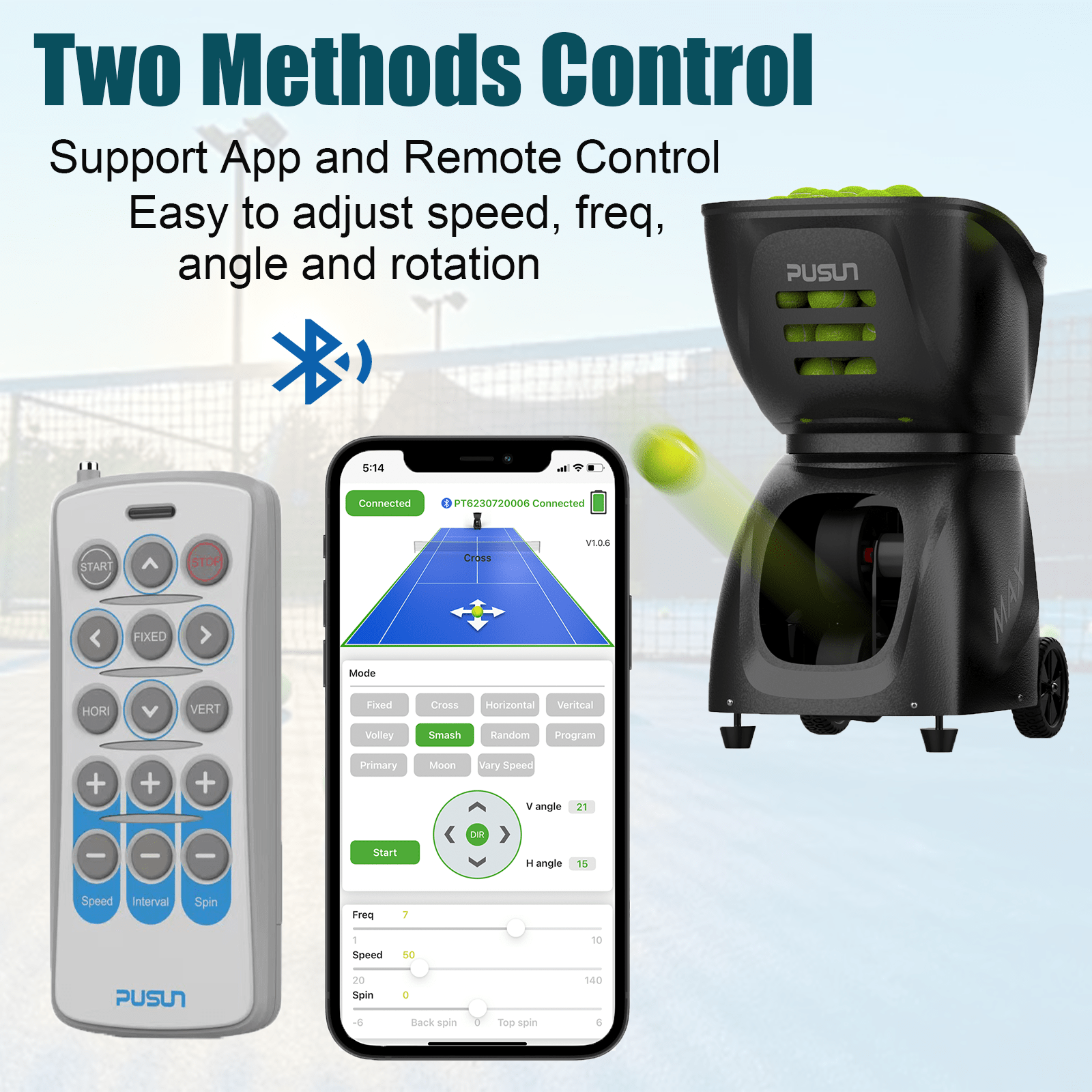 PUSUN PT - MAX C Tennis Ball Machine - Gem Sports