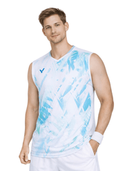 VICTOR Tournament Series Unisex Knitted Sleeveless Top T - 55001 A - White - Gem Sports