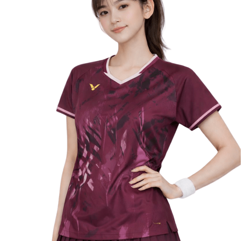 VICTOR Tournament Series Women's Knitted T-Shirt T - 56000 D - Maroon - Gem Sports