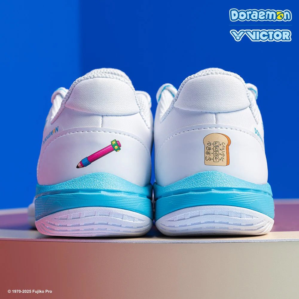 VICTOR x Doraemon JUNIOR Badminton Shoes (With Shoelace Charms) P - DRMJR - A White - Gem Sports