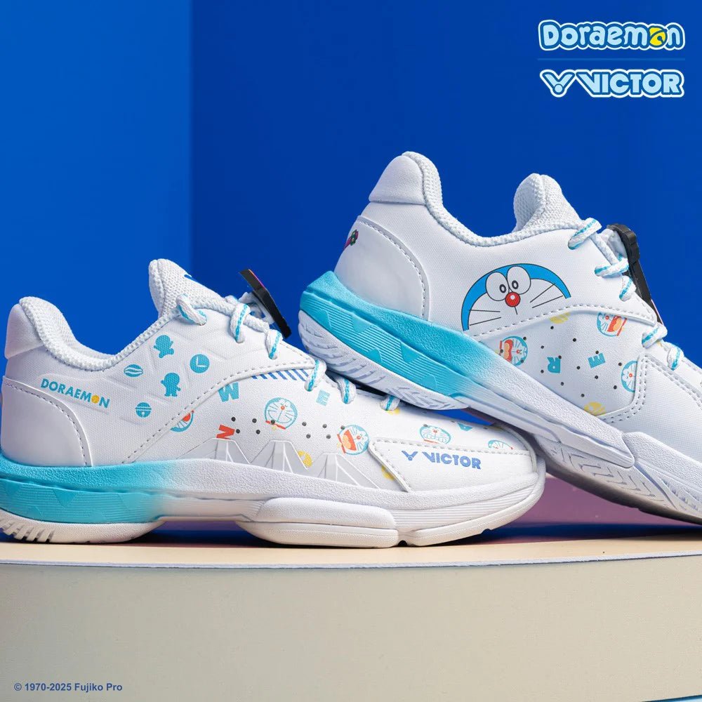 VICTOR x Doraemon JUNIOR Badminton Shoes (With Shoelace Charms) P - DRMJR - A White - Gem Sports