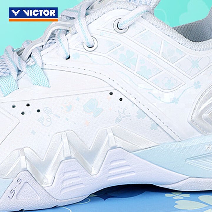 VICTOR x HYQ P8500NitroLite - HYQ Women's Badminton Shoes - White/Quiet Tide - Gem Sports