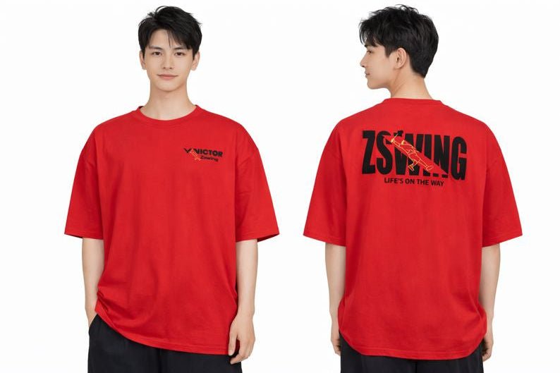 VICTOR x ZSW Unisex T-Shirt (Oversize Fit) T - 501ZSW D - Red - Gem Sports