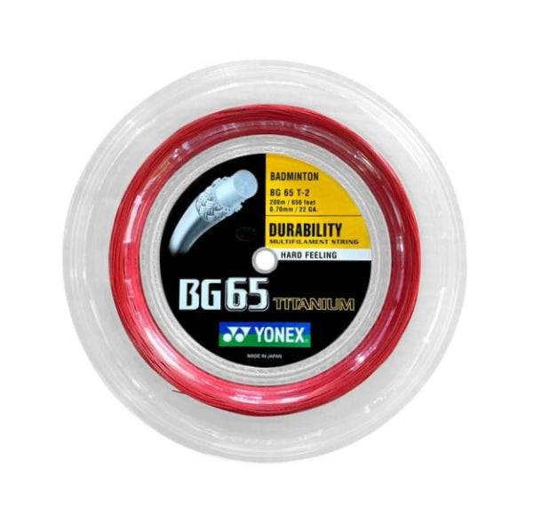 YONEX BG65 TITANIUM Badminton String Coil (200m) Red - Gem Sports