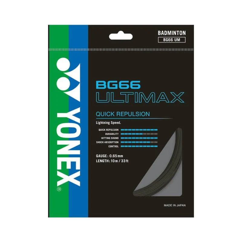 YONEX BG66 ULTIMAX Badminton String Set (10m) Black - Gem Sports