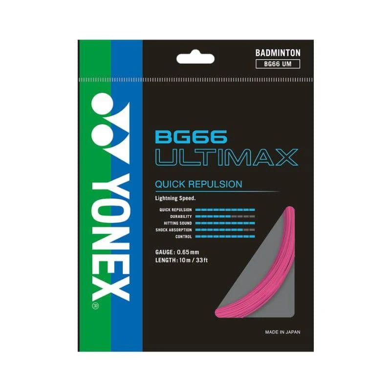 YONEX BG66 ULTIMAX Badminton String Set (10m) Neon Pink - Gem Sports