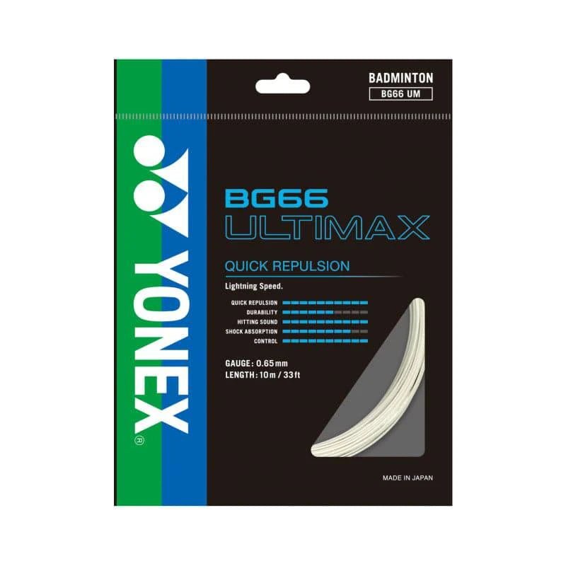 YONEX BG66 ULTIMAX Badminton String Set (10m) White - Gem Sports