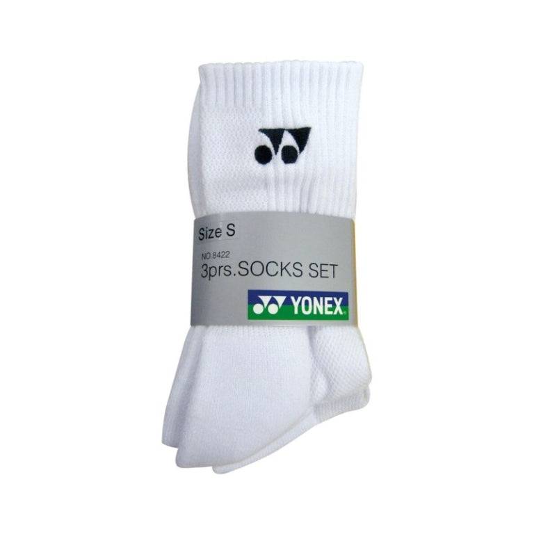 YONEX Crew Socks (3 Pairs) 8422 White - Gem Sports