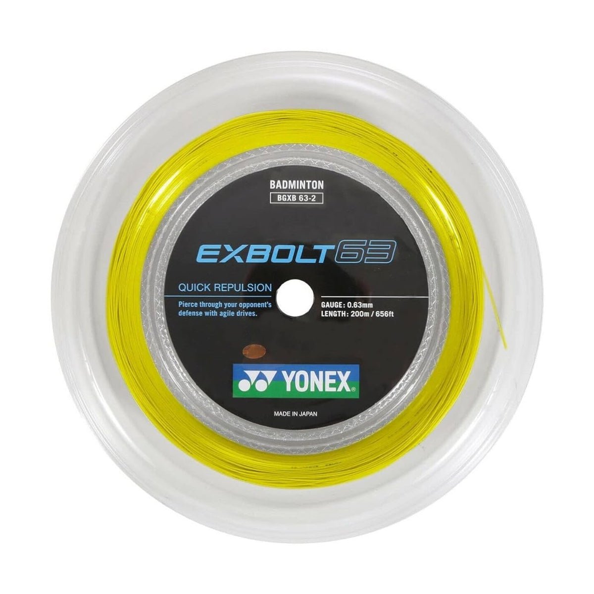 YONEX EXBOLT 63 Yellow Badminton String Coil (200m) – Gem Sports