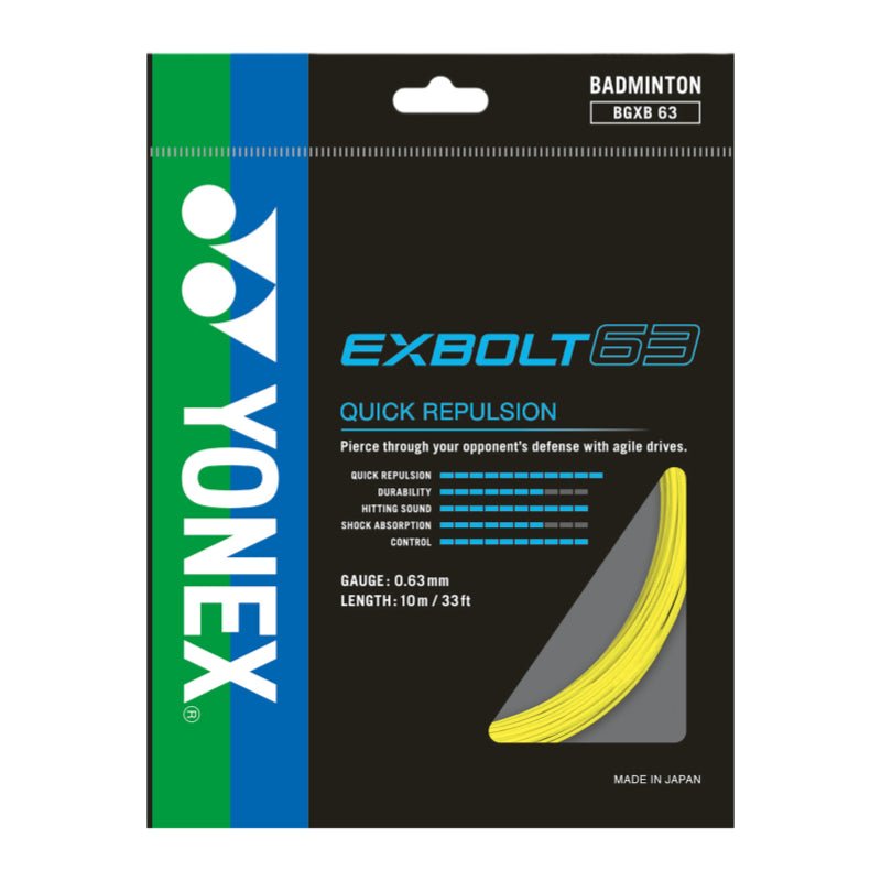 YONEX EXBOLT 63 Badminton String Set (10m) - Yellow - Gem Sports