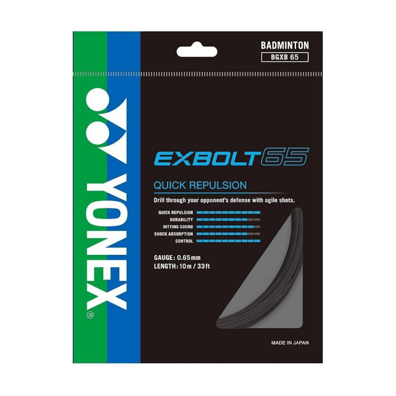 YONEX EXBOLT 65 Badminton String Set (10m) Black - Gem Sports