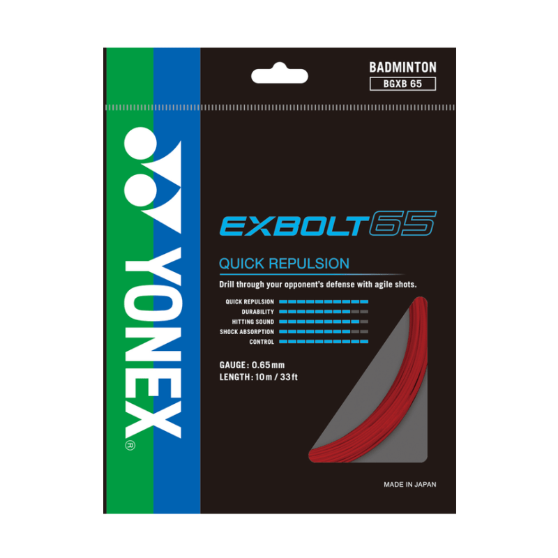 YONEX EXBOLT 65 Badminton String Set (10m) Red - Gem Sports