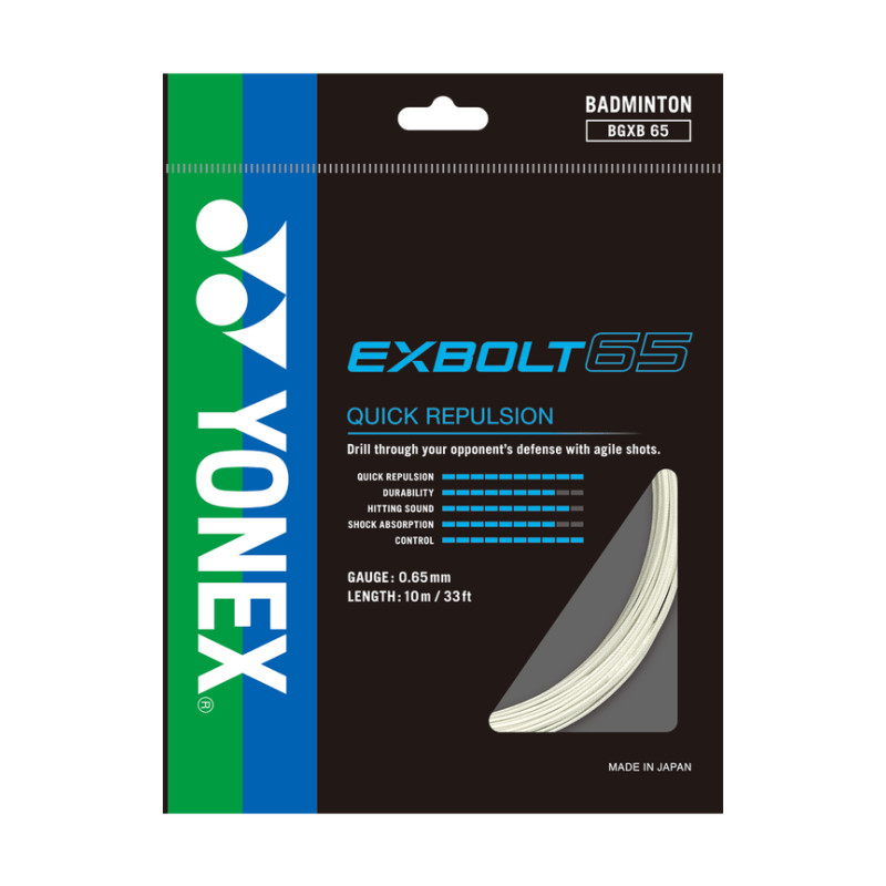 YONEX EXBOLT 65 Badminton String Set (10m) White - Gem Sports