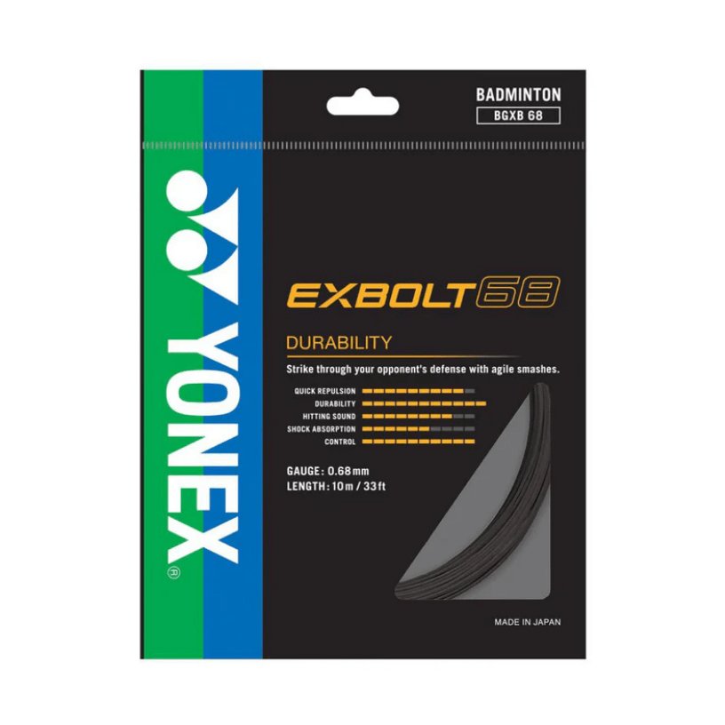 YONEX EXBOLT 68 Badminton String Set (10m) Black - Gem Sports