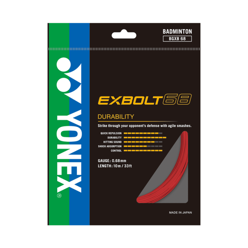 YONEX EXBOLT 68 Badminton String Set (10m) Flash Red - Gem Sports