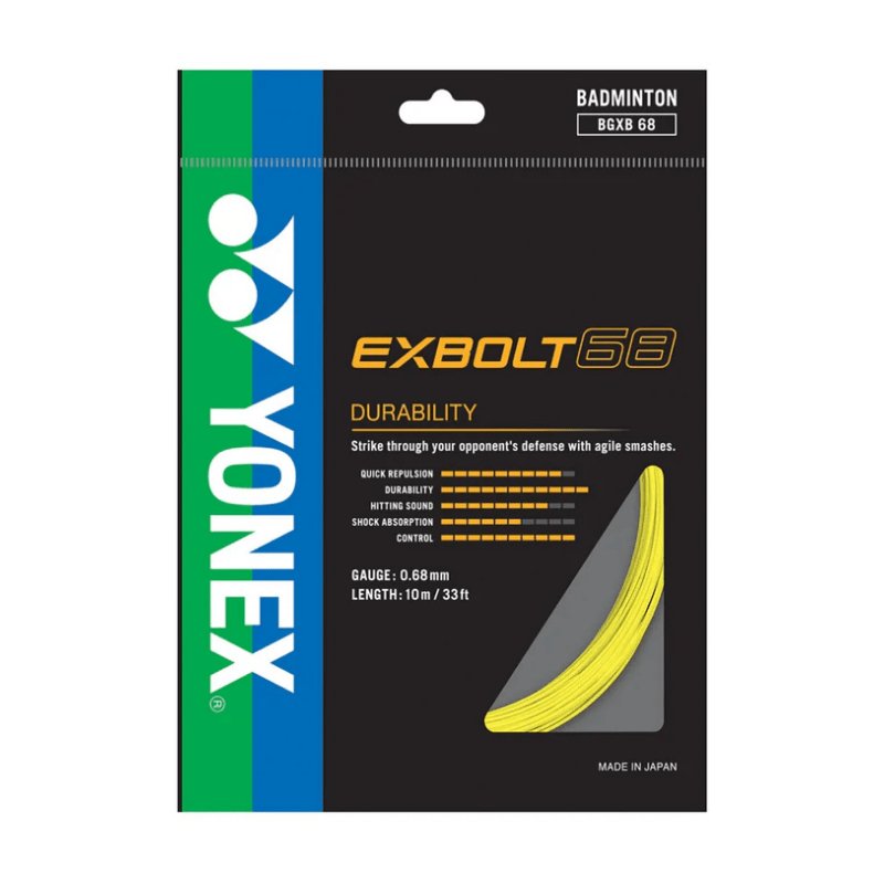 YONEX EXBOLT 68 Badminton String Set (10m) Yellow - Gem Sports