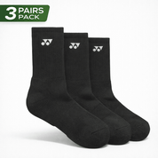 YONEX Uni Sport Crew Socks (3 Pairs) 19256EX - Black - Gem Sports