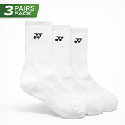 YONEX Uni Sport Crew Socks (3 Pairs) 19256EX - White - Gem Sports